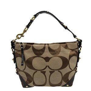 Coach Brown Canvas Carly Hobo Bag 12871